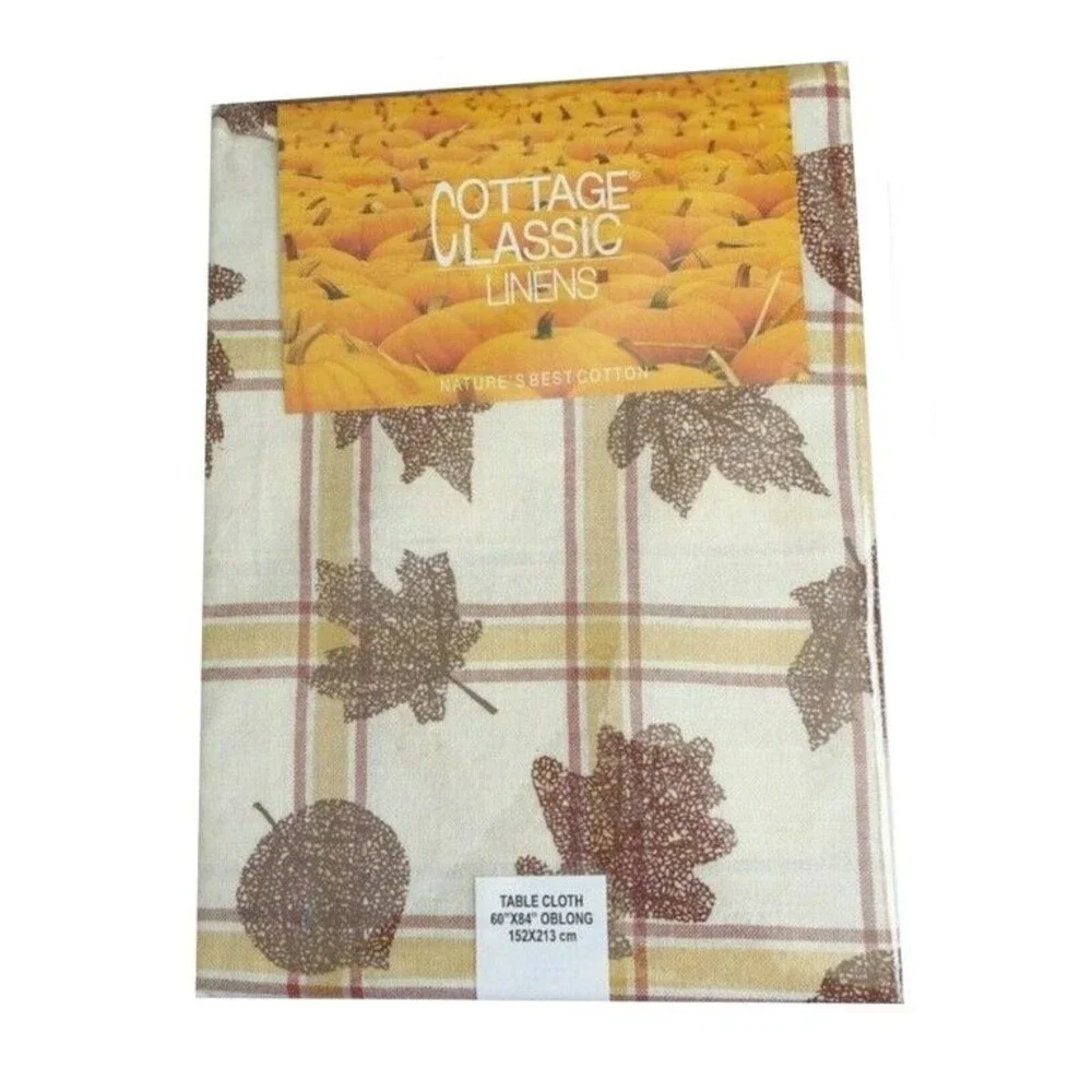 Thanksgiving Tablecloth Leaves Fabric Cloth Fall Harvest Autumn 60x84